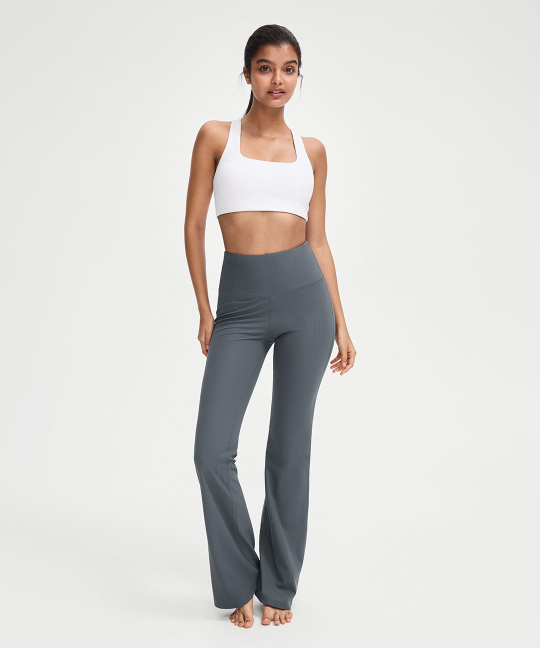 Ribbed High Waist Flare Legging 31.5''